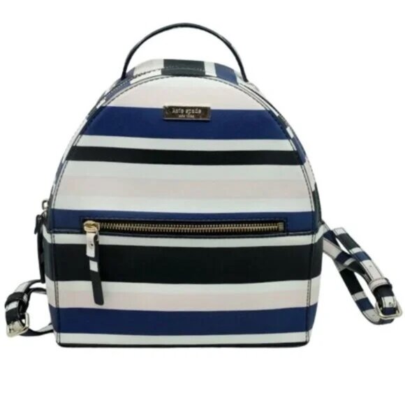 KATE SPADE~Laurel Way~STRIPED BACKPACK BAG in CRUISE SHIP BLUE - Picture 3 of 6